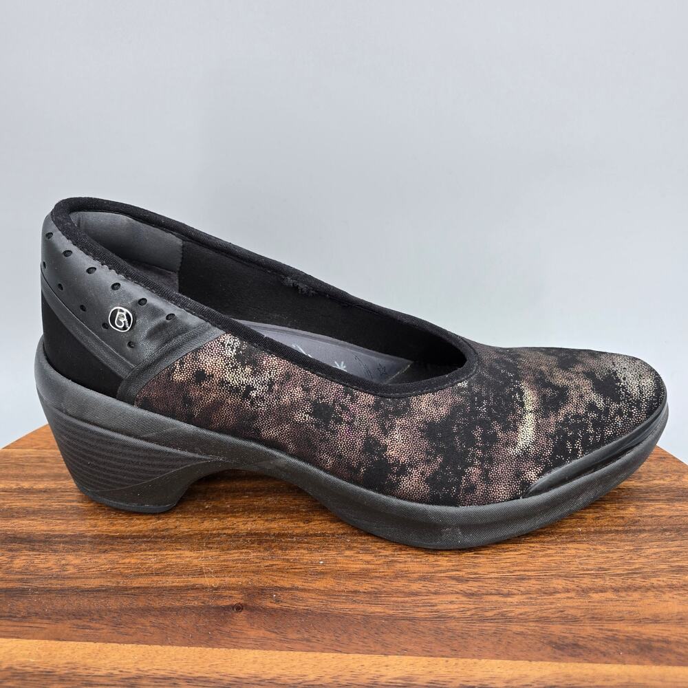Bzees Shoes Womens 9 M Black Metallic Stretch Willow Slip On Pumps Casual Heel